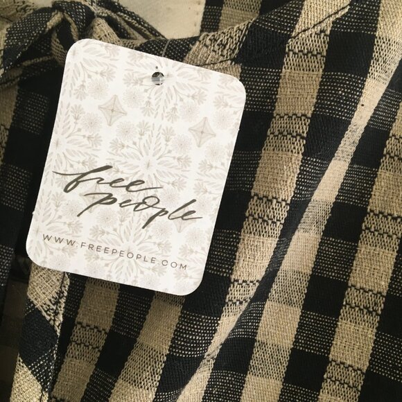 Free People Dress, Black and Tan Check, Size XS New With Tags - Picture 5 of 5